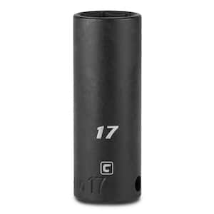 Utoolmart 3/4 pulgadas Drive 17mm Deep Impact Socket Acero cromo-vanadio Longitud total 78mm 6-Point Sleeve Adapter Multifuncional Herramientas Eléctricas Negro 1pcs
