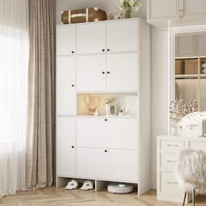 86.7 in. H x 47.2 in. W White Wood Shoe Storage Cabinet Entryway Cabinet with Shleves and Hutch Fits Up to (33-Shoes)