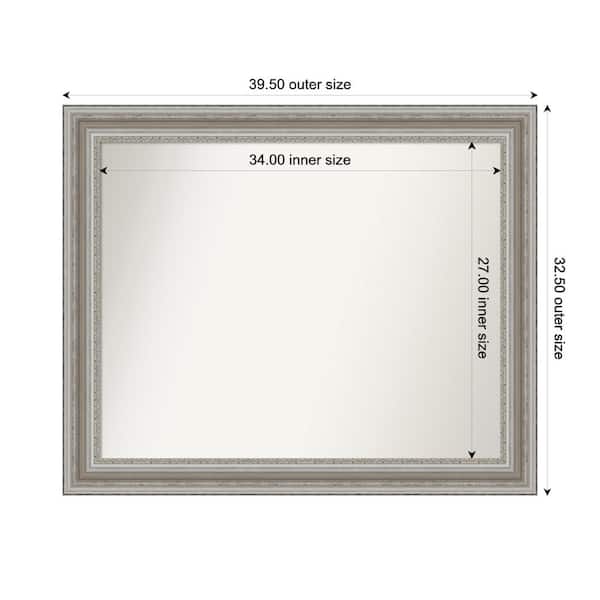 Amanti Art Parlor Silver 39.5 in. x 32.5 in. Custom Non-Beveled Recycled Polystyrene Framed Bathroom Vanity Wall Mirror