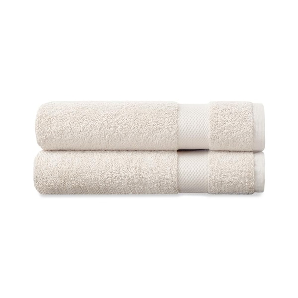 Delara Ivory Solid 100% Organic Cotton Luxuriously Plush Hand Towels (Set of 2)