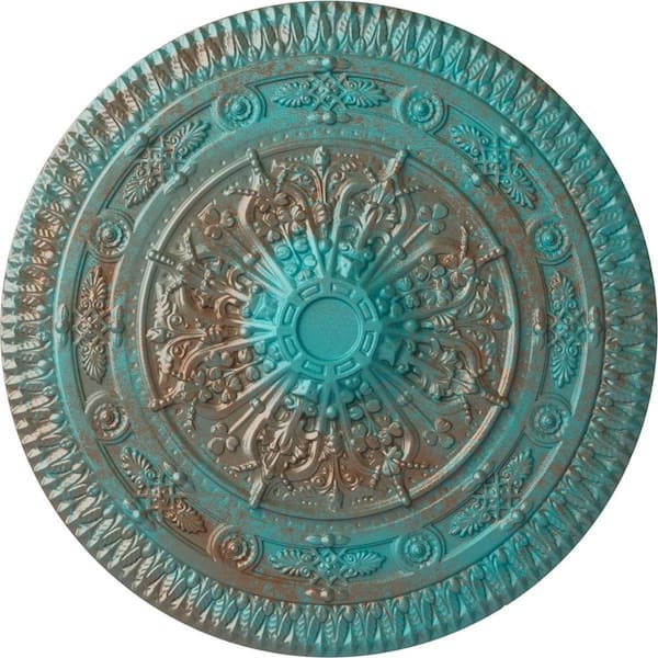 Ekena Millwork 3-3/8 in. x 37-1/2 in. x 37-1/2 in. Polyurethane Naple Ceiling , Copper Green Patina