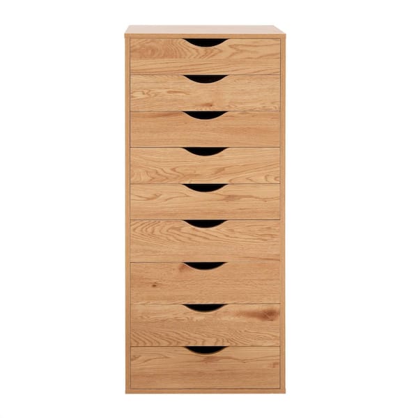 HOMESTOCK Natural, 9-Drawer with Shelf, Office File Cabinets 45.67 in. H x 18.9 in. W x 13.78 in. D Wooden Vertical File Cabinet