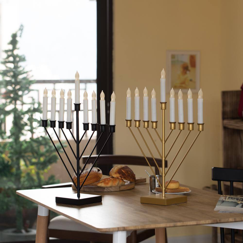 Black and White LED Flameless Hanukkah Menorah Candelabra