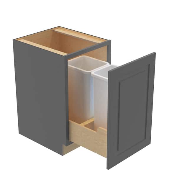 Home Decorators Collection Grayson 18 in. W x 24 in. D x 34.5 in. H Assembled Plywood Trash Can Kitchen Cabinet in Deep Onyx with Soft Close
