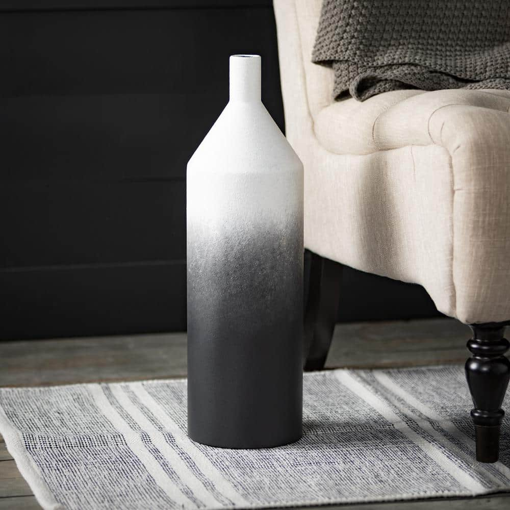 A & B Home Zuri Tall Oversized Ceramic Floor Vase - 9.5 in. Dia. x 33.5 in.  in Black/White 60053 - The Home Depot