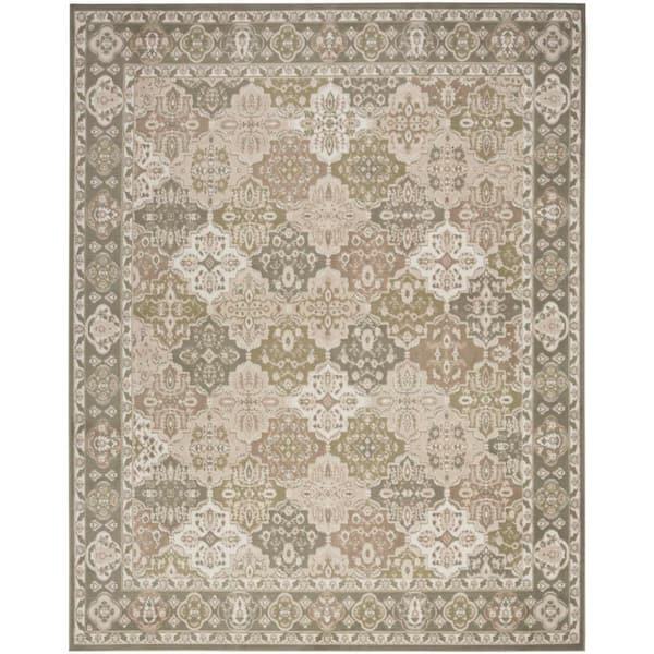 Grafix Green 10 ft. x 14 ft. Center medallion Traditional Area Rug