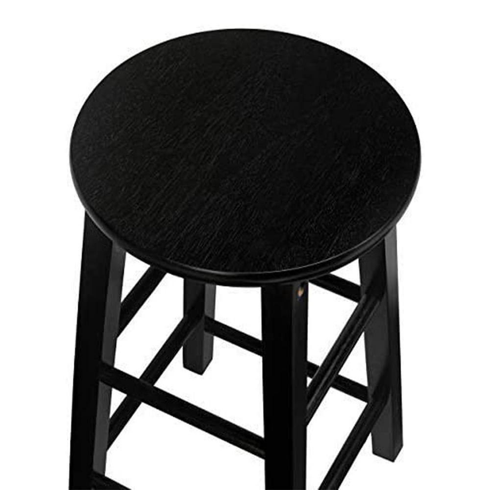 Black 29-Inch Adjustable Backless Wood Counter Stool