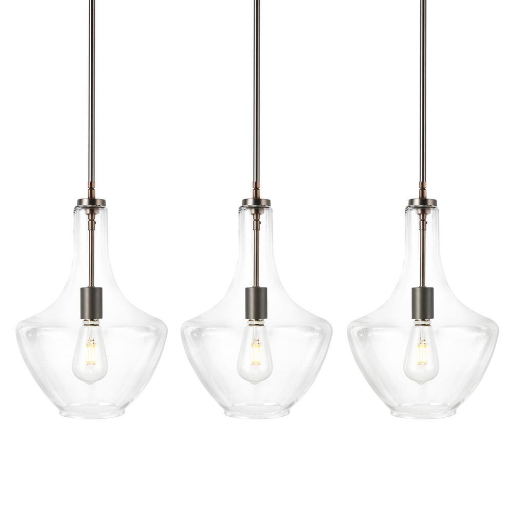 Modena Modern Bronze 69'' Clear Glass Island Light