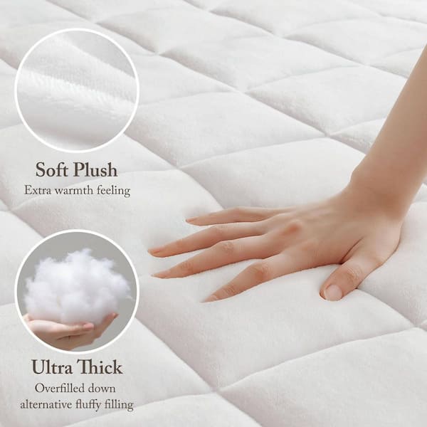 Heavenly Soft White Full Overfilled Plush Hypoallergenic Down Alternative 100% Polyester Waterproof Mattress Pad