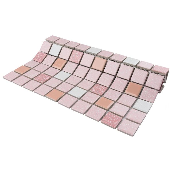 Merola Tile Crystalline Straight Edge Square Pink 11-3/4 in