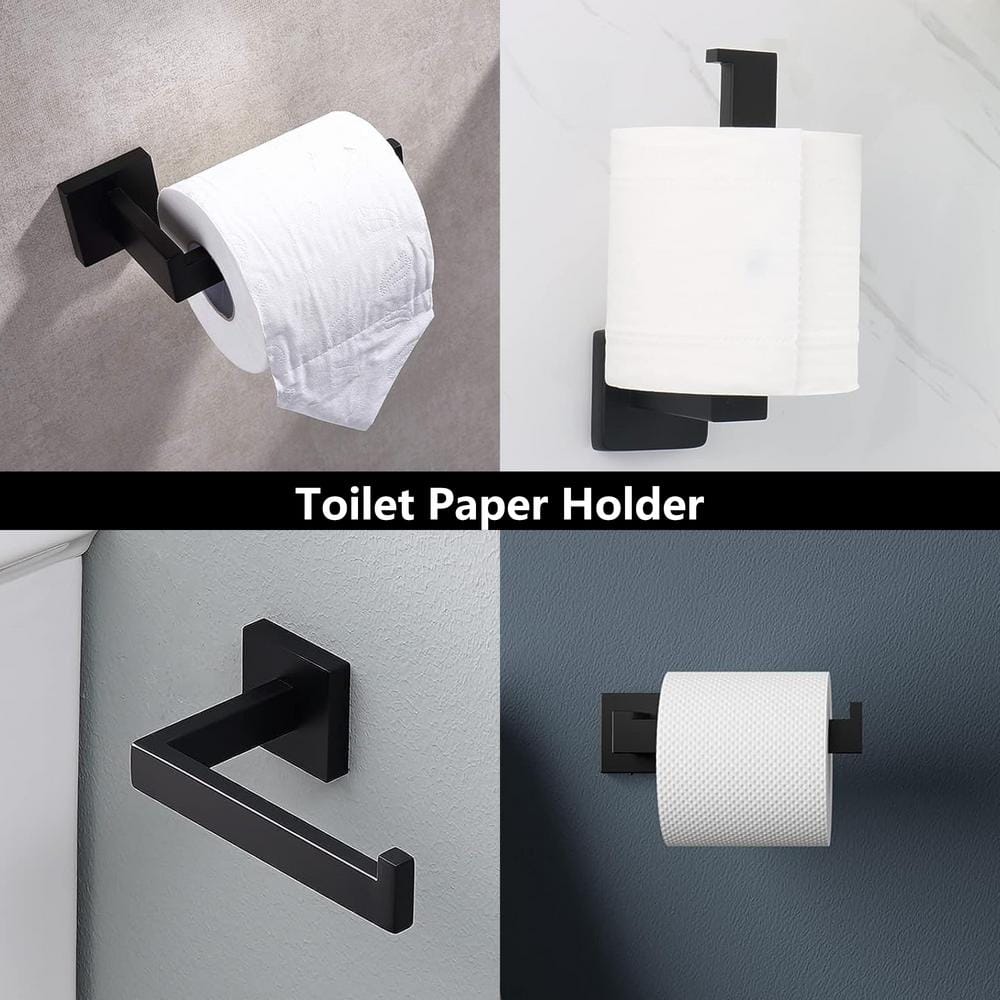 Matte Black Stainless Steel Wall Mounted Toilet Paper Holder, 2 Pack