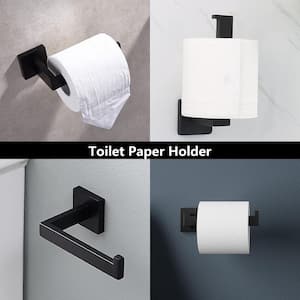 2 Pack Bathroom Wall-Mount Single Post Toilet Paper Holder Rustproof Tissue Roll Dispenser in Matte Black