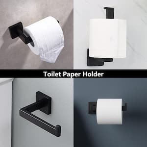 Bathroom Wall-Mount Single Post Toilet Paper Holder Rustproof Tissue Roll Dispenser in Matte Black