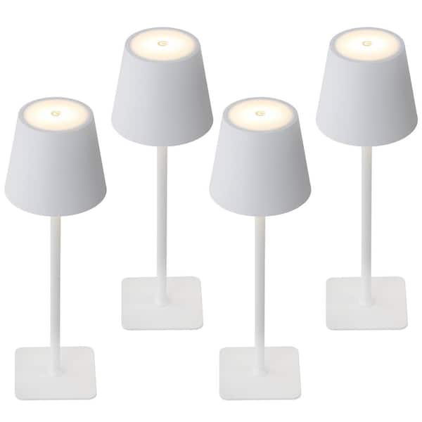 4-Pack 14 in. White LED Cordless Table Lamp, 3CCT Dimmable Portable Desk Lamps