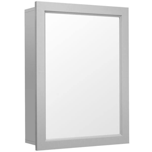 WELLFOR 20 in. W x 26 in. H Rectangular Gray MDF Surface Mount Medicine ...