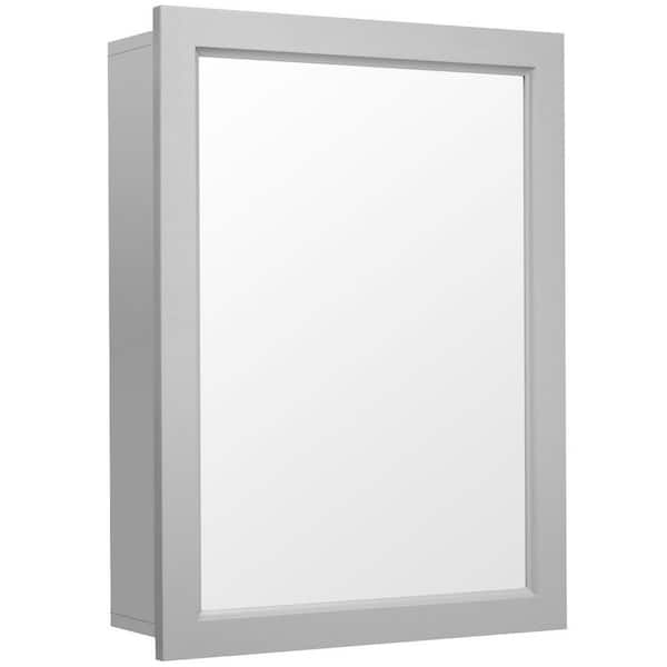 WELLFOR 20 in. W x 26 in. H Rectangular Gray MDF Surface Mount Medicine Cabinet with Mirror