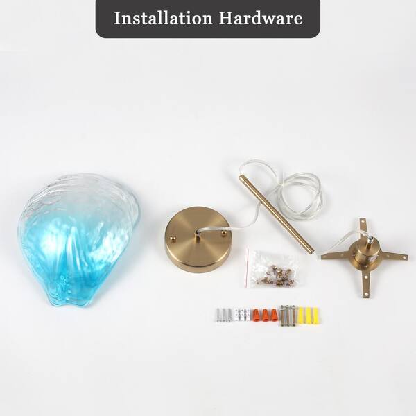 ADSENSTY 60 -Watt 1-Light Light Blue Pendant Light with