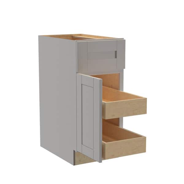 Home Decorators Collection Washington Veiled Gray Plywood Shaker Assembled Base Kitchen Cabinet FH 2 ROT Sft Cls L 15 in W x 24 in D x 34.5 in H