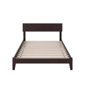 Orlando Espresso Full Solid Wood Frame Low Profile Platform Bed with Attachable USB Device Charger