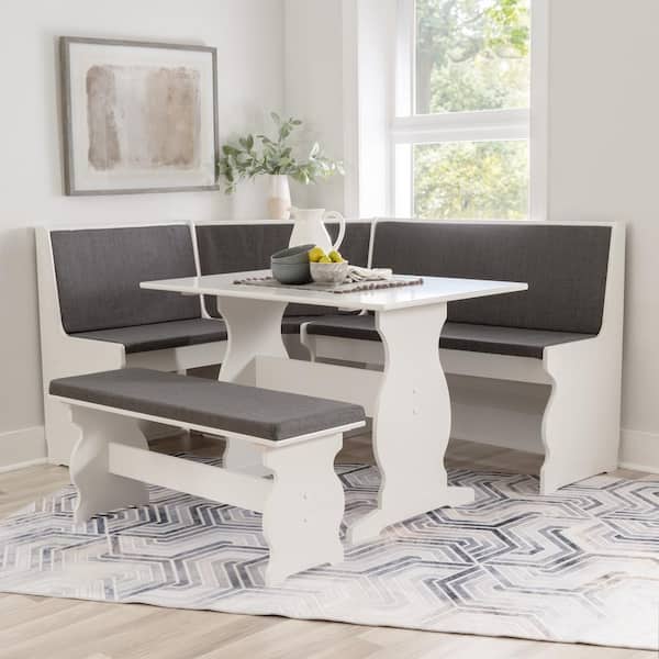 Linon Home Decor Ember 3-Piece L-Shaped White and Charcoal Wood