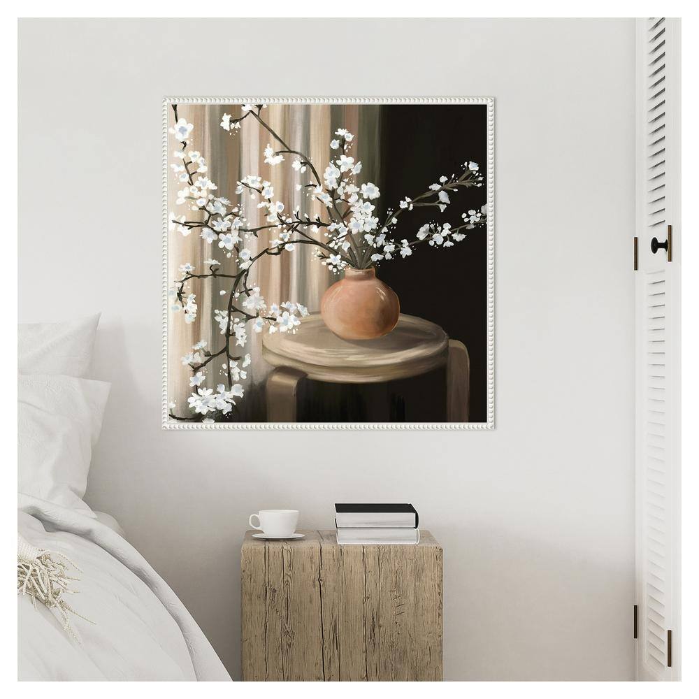 Still Life Blossoms White Floater Frame Canvas Art