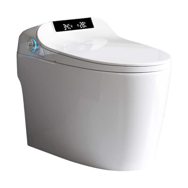 Smart Toilet Bidet Combo with Auto Flush, Foot Sensor, Heated Seat, Self-Cleaning Nozzle, Remote Control