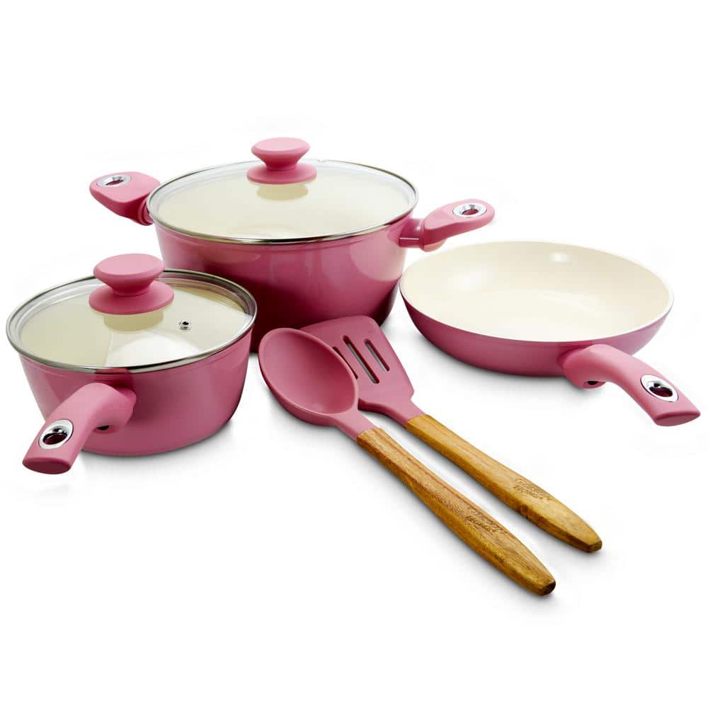 Gibson Home Plaza Cafe 7-Piece Aluminum Nonstick Cookware Set in Lavender  985111646M - The Home Depot
