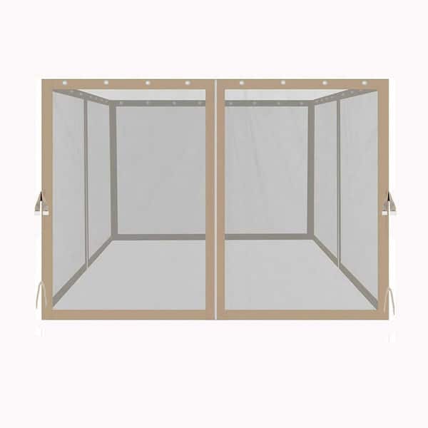 unique choice 10 ft. x 10 ft. Mosquito Netting for Gazebo Replacement, 4-Side Mesh Walls with Zippers, Beige.