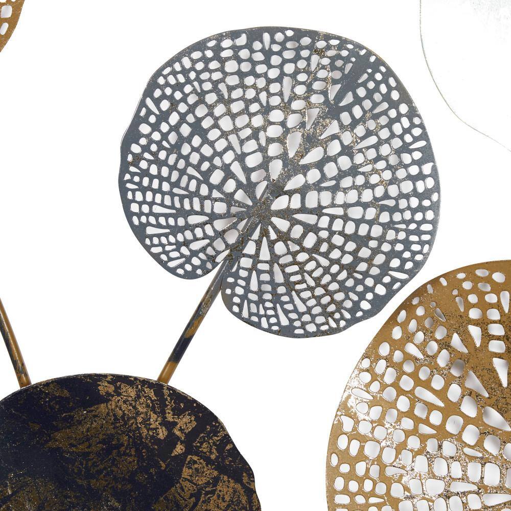 Blue and Gold Metal Floral Wall Sculpture with Gold Trim