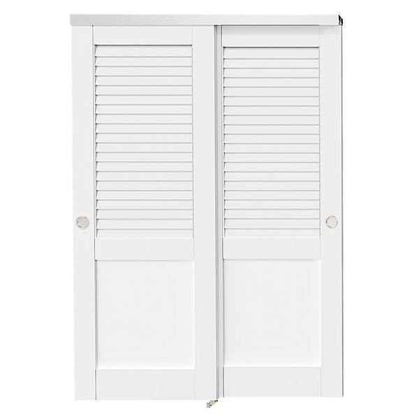 TENONER 56 in. x 80 in. White, Solid Core, MDF Painted Double Half