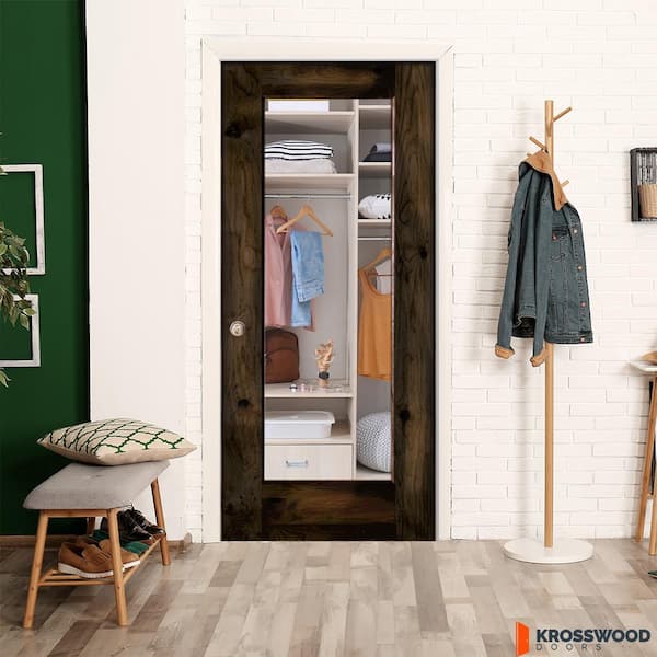 DIY 28 in. x 80 in. Right-Hand 1-Lite Clear Glass Black Stain Alder Wood Single Interior Door Kit w/ Quick Assemble Jamb