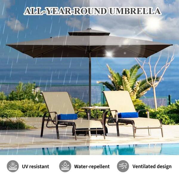 costco outdoor patio square umbrella 9 9 ft. Square Outdoor Cantilever Patio Umbrella in Gray with Hydraulic Lift  (No Base) FF-U16-H