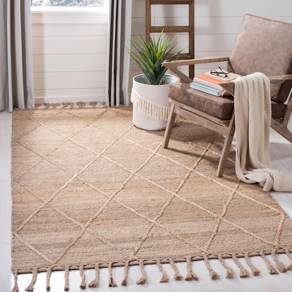 Natural Fiber Beige Doormat 2 ft. x 4 ft. Geometric Diamonds Area Rug