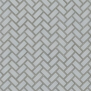 Ice Bevel Herringbone 13 in. x 11 in. Glossy Glass Mesh-Mounted Mosaic Tile (10.6 sq. ft. / case)