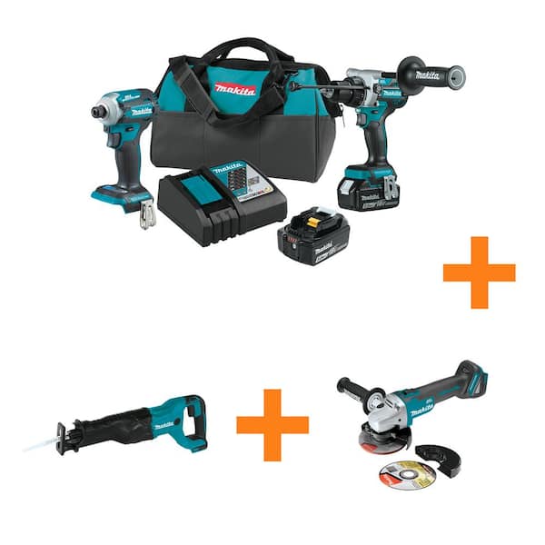 18V LXT Brushless 2-pc Combo Kit 5.0Ah with bonus 18V LXT Recipro Saw and 18V LXT Brushless Cut-Off/Angle Grinder