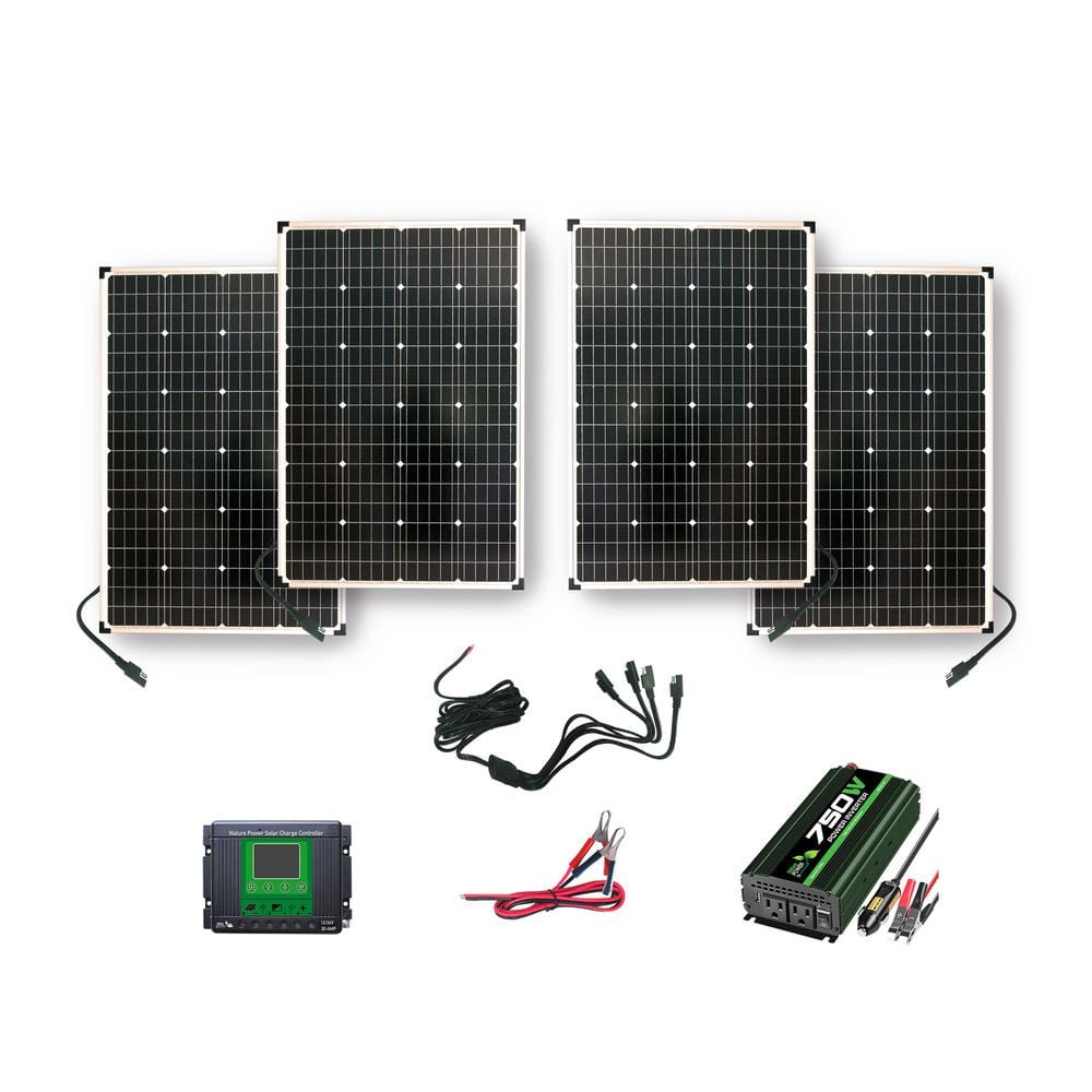NATURE POWER 440-Watt Polycrystalline Solar Panels with 750-Watt Power Inverter and 30 Amp Charge Controller -  53440