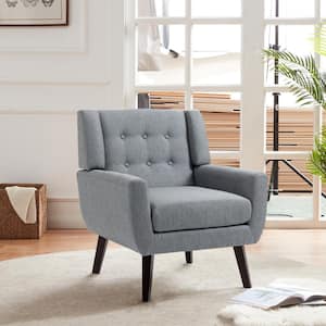 Dark Gray Linen Fabric Upholstery Arm Chair (Set of 1)