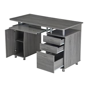 48 in. Rectangular Gray 3 Drawer Computer Desk with Keyboard Tray