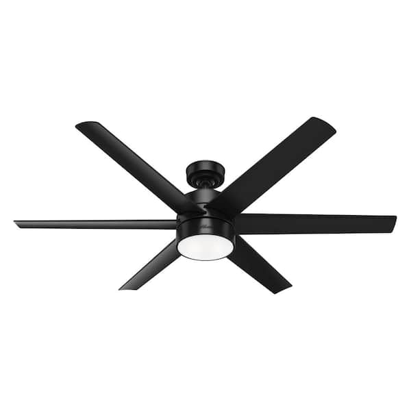 Hunter Solaria 60 in. Integrated LED Indoor/Outdoor Matte Black Ceiling Fan with Light Kit and Wall Control