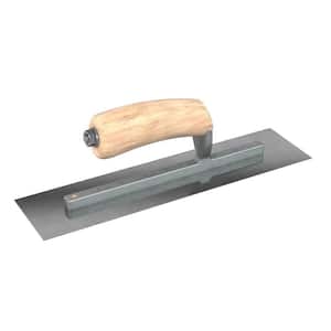12 in. x 3 in. Carbon Steel Square End Finishing Trowel with Wood Handle