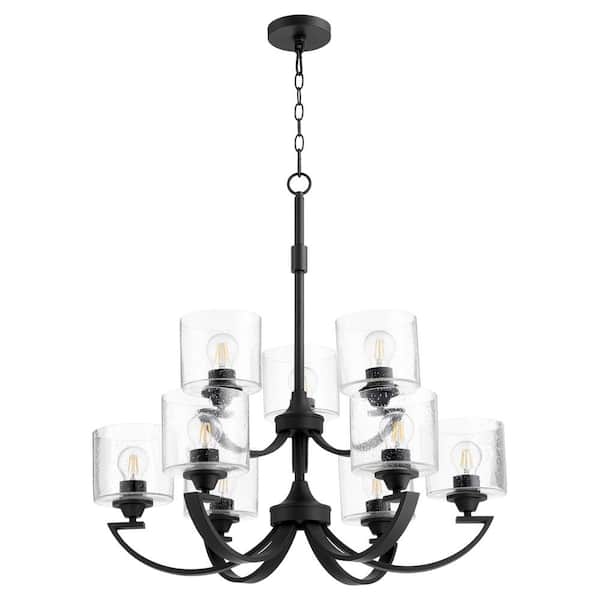 Quorum INTERNATIONAL Dakota 9-Light Black Chandelier with Clear Seeded Glass