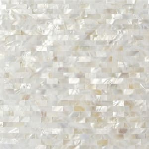 Mother of Pearl Serene White Bricks Seamless 12 in. x 12 in. Pearl Shell Glass Wall Mosaic Tile