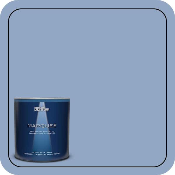 BEHR MARQUEE 1 qt. #PPU15-13 Blue Hydrangea One-Coat Hide Satin Enamel Interior Paint & Primer