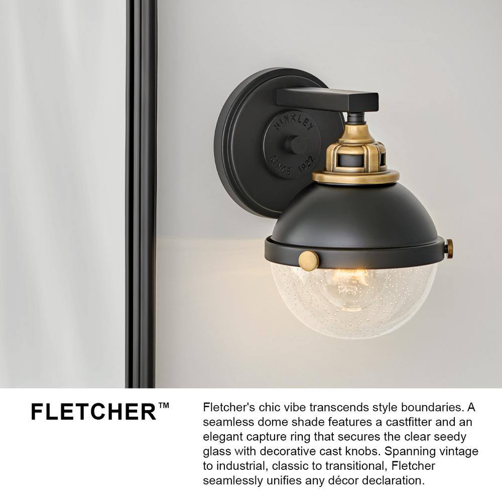 Fletcher Black/Chrome 3-Light Seedy Glass Vanity Light