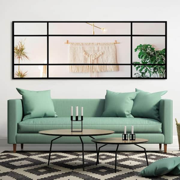 Dovelina Black Bathroom Mirrors-24 in. W x 63 in. H Iron Framed Straight Corner Rectangles