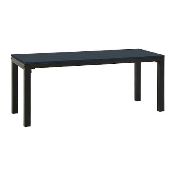 Black 43.3 in. Metal and WPC Outdoor Bench