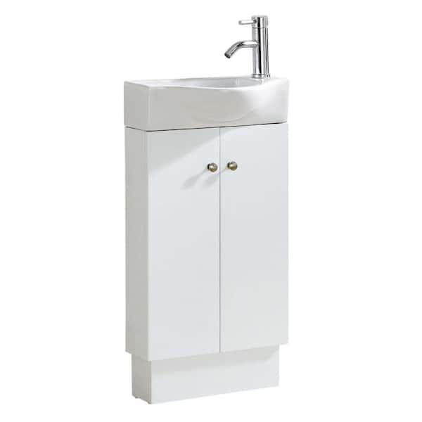 FINE FIXTURES Glenwood 17.75 in. W x 9.87 in. D x 33.5 in. H Bath Vanity Side Cabinet in White Matte with White Ceramic Top