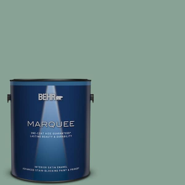 BEHR MARQUEE 1 gal. #T16-12 Modern Mint Satin Enamel Interior Paint & Primer