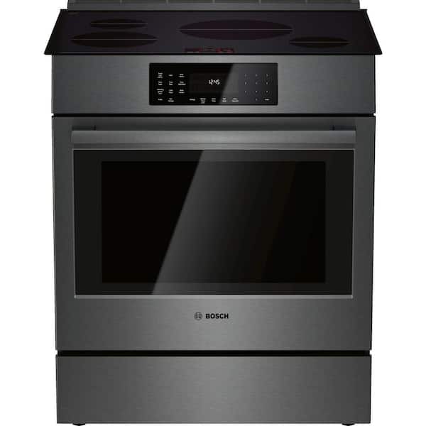 Bosch 800 Series 30 in. 4.6 cu. ft. Slide-In Induction Range with Self-Cleaning Convection Oven in Black Stainless Steel