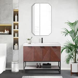 Mahon 42 in. W x 22 in. D x 33.9 in. H Single Sink Bath Vanity in Walnut with White Grain Composite Stone Top